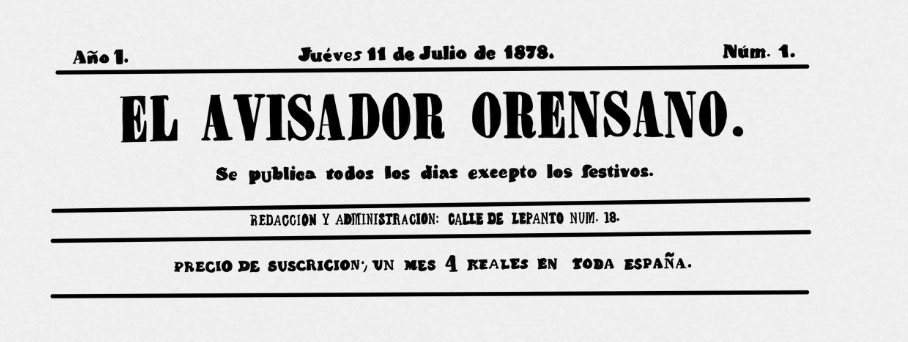 Jueves 11 de Julio de 1878. ‘El Avisador Orensano’