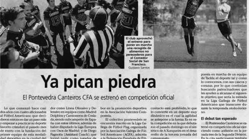 Crónica del debut en competición oficial del PONTEVEDRA CANTEIROS CFA (Club de Fútbol Americano)
